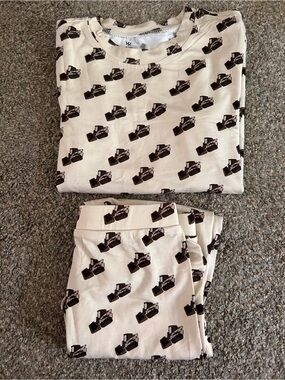 Kids Bamboo Excavator Pajamas long sleeved with Pants 2 Piece.